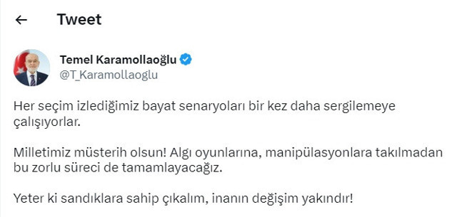 Temel Karamollaoğlu'ndan 'algı' açıklaması! "Bayat senaryoları bir kez daha sergilemeye çalışıyorlar" - Resim: 0