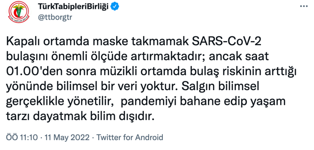 Tabipler Birliği'nden müzik yasağının sadece 1 saat uzatılmasına tepki: Bilim dışıdır - Resim: 0