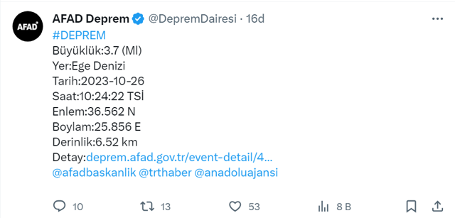 Türkiye peş peşe 3 depremle sarsıldı! Hatay ve Muğla'da depremler oldu AFAD'dan açıklama... - Resim: 2