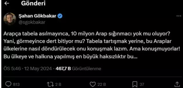 Özgür Özel "Arapça tabelalara karışmayın"  demişti! Şahan Gökbakar öyle bir cevap verdi ki... - Resim: 0