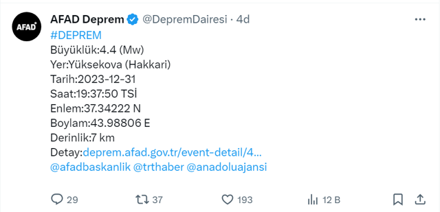 Hakkari'de peş peşe depremler! Çevre illerden de hissedildi! AFAD açıkladı... - Resim: 0
