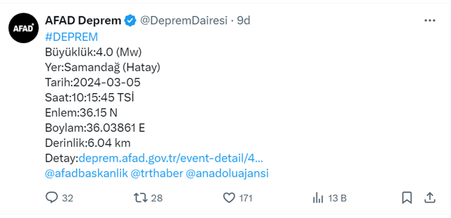 Deprem oldu! Bu sefer Hatay fena sallandı! AFAD'dan açıklama var - Resim: 0