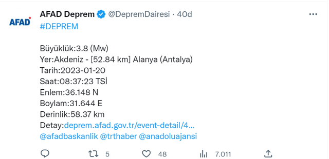 Antalya'da deprem oldu! Panik yaratan depremle ilgili AFAD'dan açıklama - Resim: 0