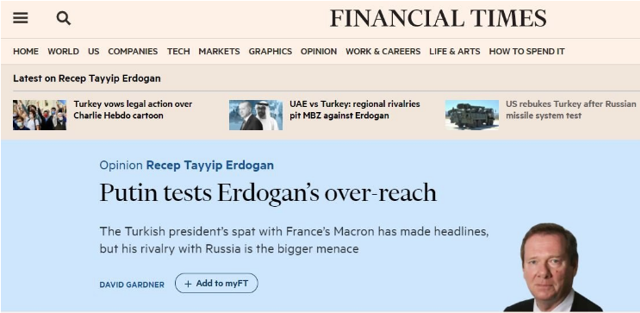 Financial Times'ta bomba 'Erdoğan' yorumu: Macron'u dövmek için sağlam sopa seçti - Resim: 0