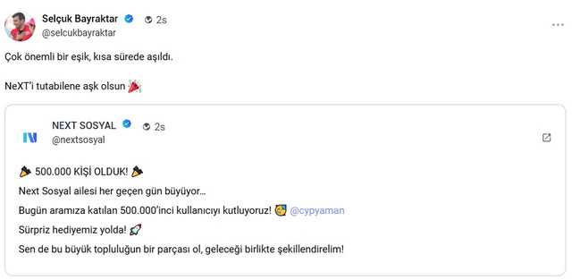 NEXT Sosyal 500 bin kullanıcıya ulaştı - Resim: 0