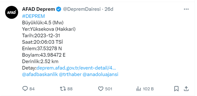 Hakkari'de peş peşe depremler! Çevre illerden de hissedildi! AFAD açıkladı... - Resim: 1