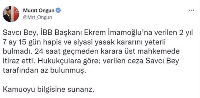 Ekrem İmamoğlu davasında flaş gelişme! Sözcüsü açıkladı dava istinafa taşınıyor! - Resim: 0