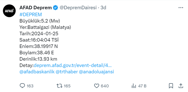 Malatya'da deprem oldu! Adıyaman, Kahramanmaraş, Elazığ, Diyarbakır, Şanlıurfa da sallandı - Resim: 0