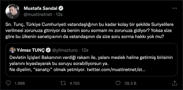 Mustafa Sandal ile AK Partili Yılmaz Tunç arasında Suriyeli tartışması! Sosyal medya sallandı - Resim: 2