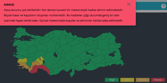 meteoroloji kırmızı alarm ne demek anlamı