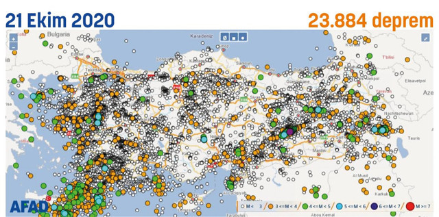 AFAD'dan tüyler ürperten deprem haritası! Türkiye'de 10 ayda 20 bine yakın deprem oldu - Resim: 1