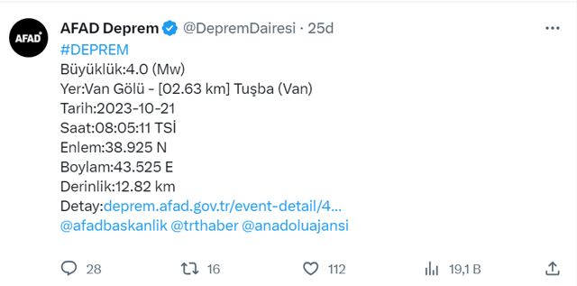 Van'da deprem oldu! AFAD açıkladı çevre iller de sallandı Muğla dan sonra... - Resim: 0