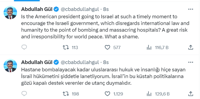 Abdullah Gül'den İsrail'e giden Biden'a sert tepki: Büyük sorumsuzluk - Resim: 0