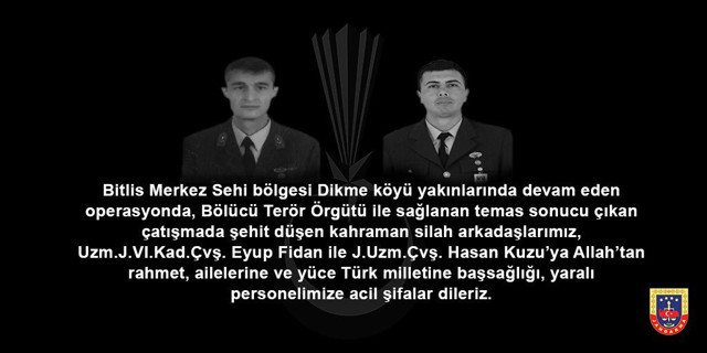 Bitlis'te PKK'lı teröristlerle çıkan çatışmada 2 jandarmamız şehit oldu - Resim: 0