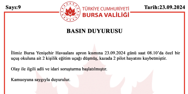 Bursa'da eğitim uçağı düştü! İki pilottan acı haber - Resim: 0