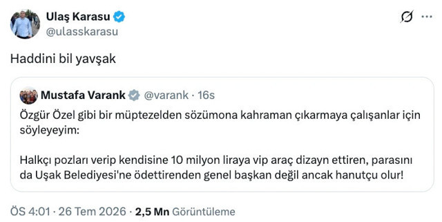 Mustafa Varank'ın Özgür Özel eleştirisine Yeni Partili isimden edepsiz yanıt - Resim: 0