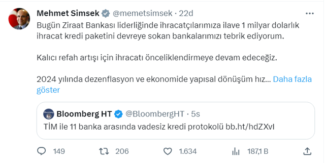 Mehmet Şimşek'ten enflasyon açıklaması! 2024'te dezenflasyon hız kazanacak - Resim: 0