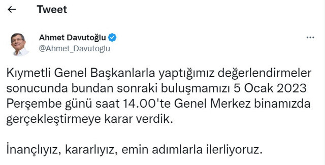Altılı masa yeniden bir araya geliyor! Toplantı tarihi belli oldu - Resim: 0