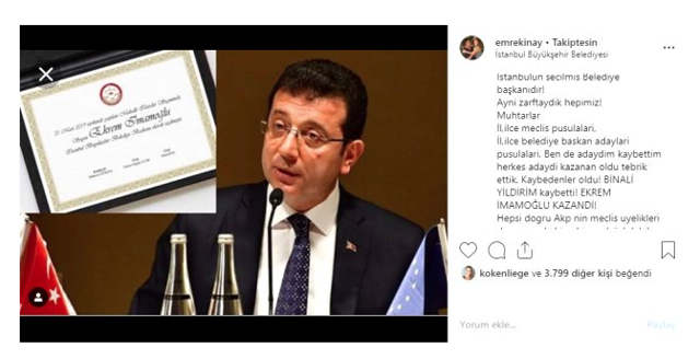 Emre Kınay, "İmamoğlu" paylaşımıyla sosyal medyayı salladı - Resim: 0