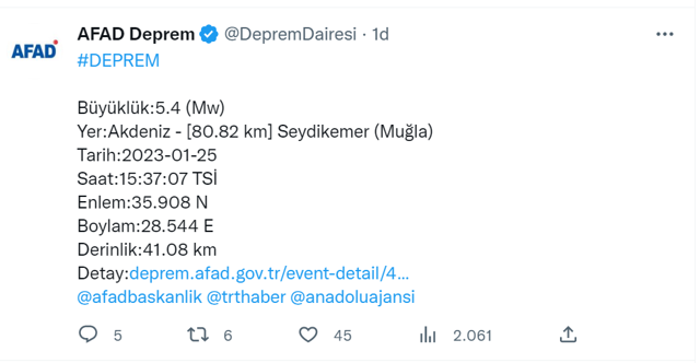 Deprem oldu Muğla, Antalya, Aydın fena sallandı! AFAD ve Kandilli'den açıklama var - Resim: 0