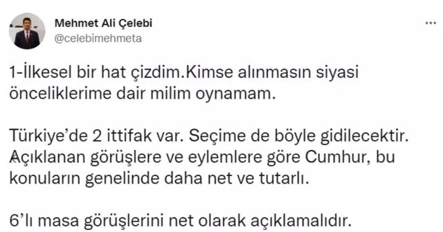 Mehmet Ali Çelebi kararını verdi! "Cumhur İttifakı daha net ve tutarlı" - Resim: 0