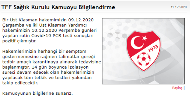 TFF'den flaş açıklama! 3 hakem koronavirüs pozitif - Resim: 0