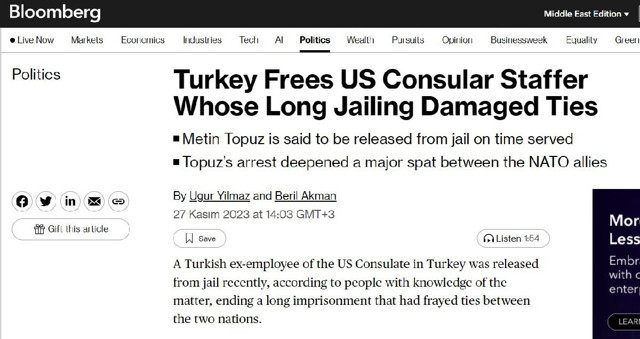 Bloomberg: ABD konsolosluk çalışanı Metin Topuz serbest bırakıldı - Resim: 0