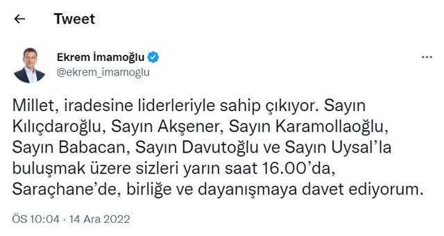 Bugün İstanbul Saraçhane'de 6'lı masa liderleri Ekrem İmamoğlu mitingi yapacak hepsi geliyor - Resim: 1