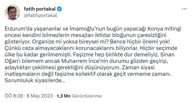 Fatih Portakal'dan Muharrem İnce'ye 'hemen çekil' çağrısı! Erzurum olayları sonrası... - Resim: 0