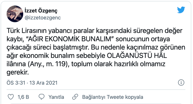 Prof. Dr. İzzet Özgenç'ten bomba iddia! 'Ekonomik bunalım sonucu OHAL'e hazır olun!' - Resim: 0