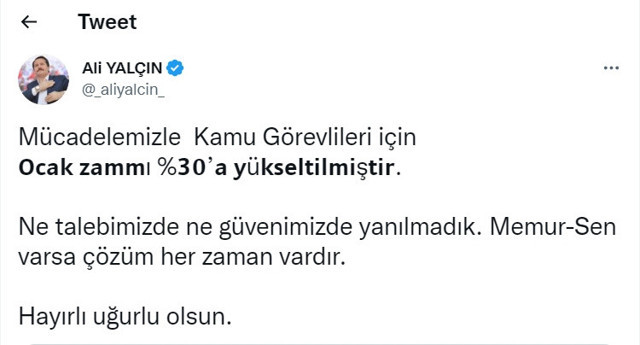 Memur-Sen Başkanı Ali Yalçın'dan yüzde 30'luk zamma ilk tepki! - Resim: 0