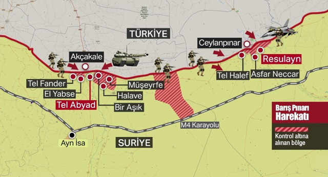 Barış Pınarı Harekatı'nda 5. gün Tel Abyad teröristlerden kurtarıldı - Resim: 1