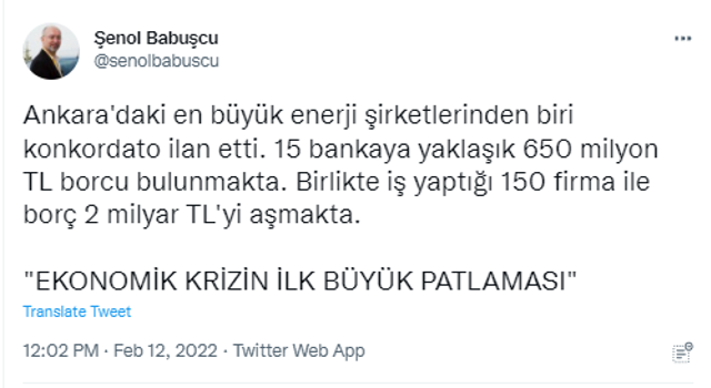 Eski Ziraat Bankası Genel Müdür Yardımcısı Şenol Babuşçu'dan yo iddia! Enerji devi konkordato ilan etti - Resim: 0