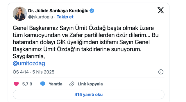 Sosyal medyadan duyurdu, istifa açıklaması! Ümit Özdağ iddiası olay olmuştu - Resim: 0