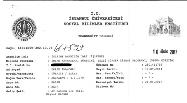 Murat Ongun İmamoğlu'nun diplomasını paylaştı - Resim: 0