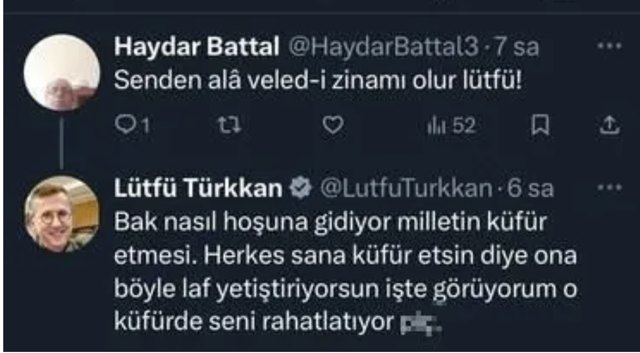 Lütfü Türkkan yine bildiğiniz gibi! Bir kullanıcıya küfür etti “P.ç! Veledi zina! - Resim: 1