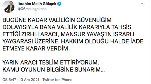 Melih Gökçek zırhlı aracı 4 yıl sonra teslim etti Mansur Yavaş istemişti işte o araç - Resim: 1