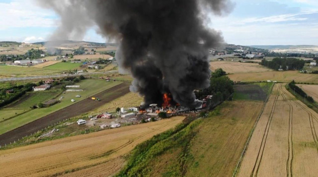 Çatalca'da meyve suyu fabrikasında yangın - Resim: 0