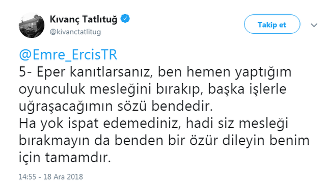 Kıvanç Tatlıtuğ'un takipçisi özür diledi - Resim: 2