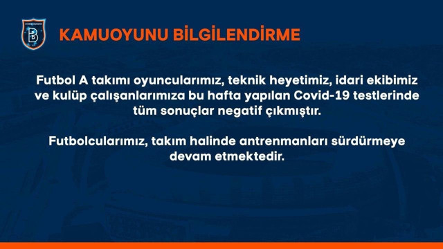 Medipol Başakşehir korona test sonuçları belli oldu - Resim: 0