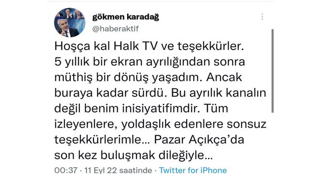 Halk TV'de sürpriz ayrılık! İstifa ettiğini duyurdu - Resim: 0