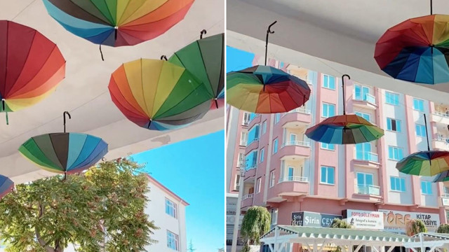 Süs için astığı şemsiyeleri sökmek zorunda kaldı! Haber sebep oldu: Art niyet arıyorum - Resim: 0