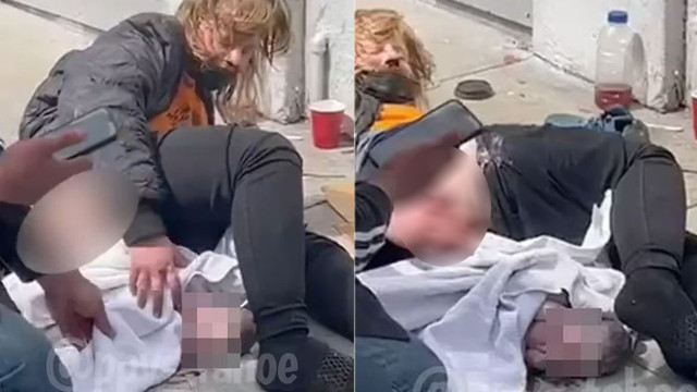 Herkesin gözü önünde yaşandı! Evsiz kadın kaldırımda doğum yaptı - Resim: 0
