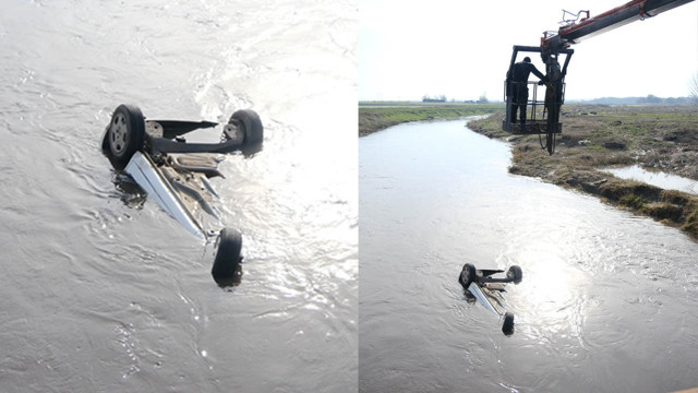 Kırklareli'nde nehre devrilen araçta bir kişinin cansız bedenine ulaşıldı - Resim: 1