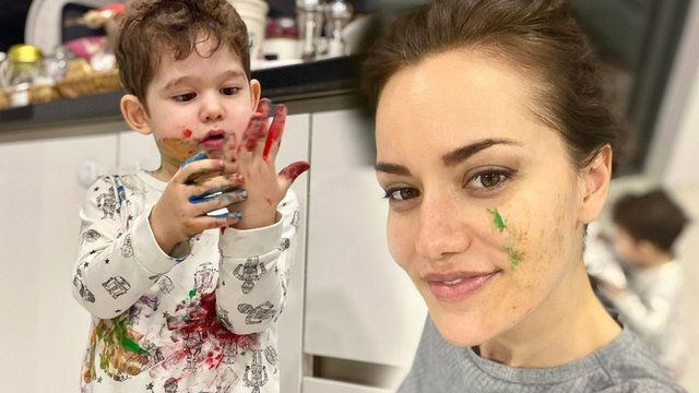 Fahriye Evcen oğlu Karan ile beraber paylaştı beğeniler yağmur gibi yağdı - Resim: 1