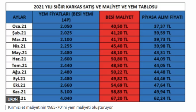 türkiye yem fiyatları et fiyatları