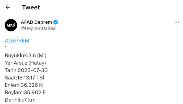 Hatay'da korkutan deprem! AFAD ve Kandilli Rasathanesi şiddetini açıkladı - Resim: 0