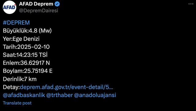 Ege Denizi'nde yine deprem oldu! AFAD'dan flaş açıklama - Resim: 0