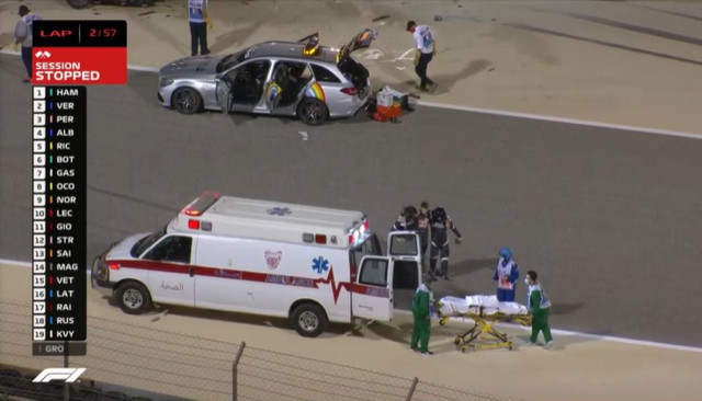 Formula 1 Bahreyn GP'de Haas sürücüsü Grosjean'ın korkunç kazası - Resim: 1