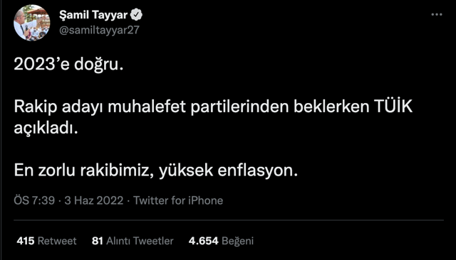 Şamil Tayyar: Rakip cumhurbaşkanı adayını muhalefet değil TÜİK açıkladı - Resim: 0